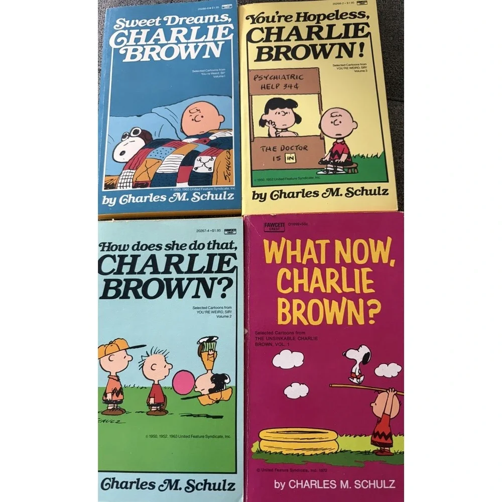 Lot of 4 Peanuts Charlie Brown Paperback Books Charles M Schulz Snoopy Fawcett